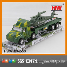 New Design 34CM Friction trailer truck toy with helicopter military toys play set